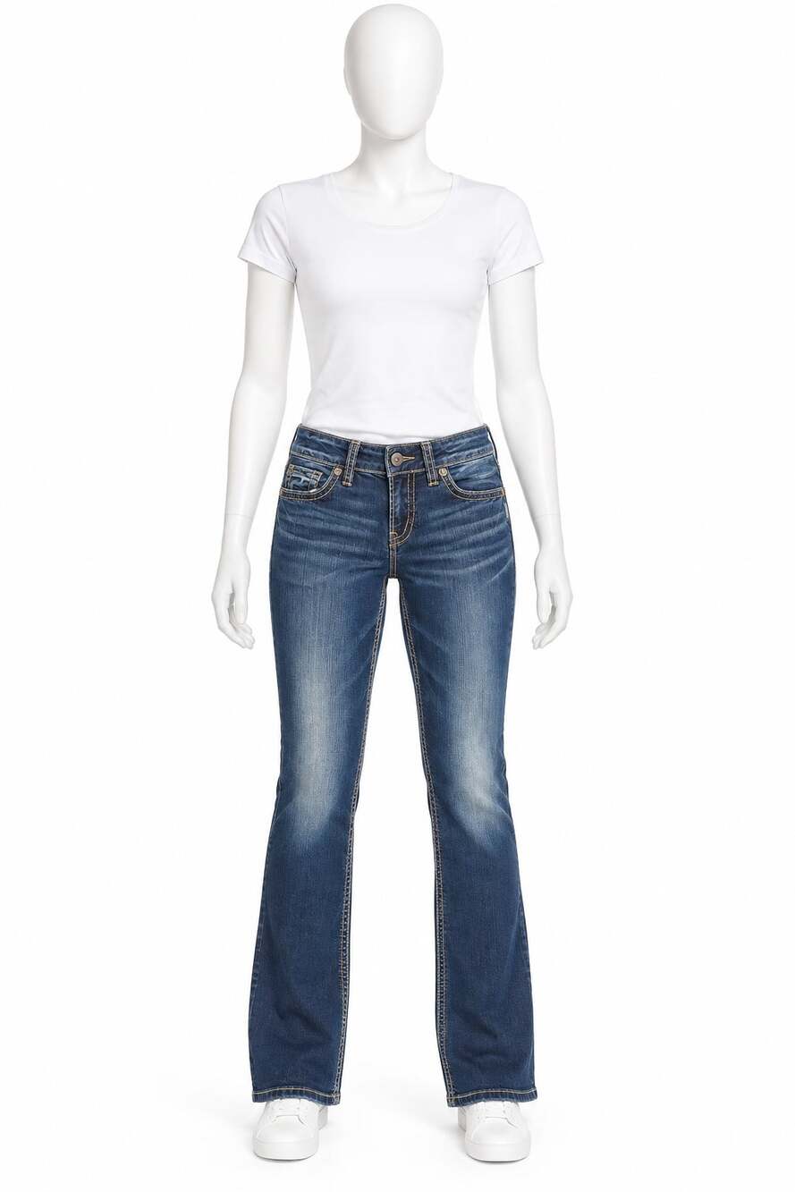 Silver Jeans Suki Mid Slim Boot Womens W30 L33 Blue Denim Stretch Bootcut Jeans